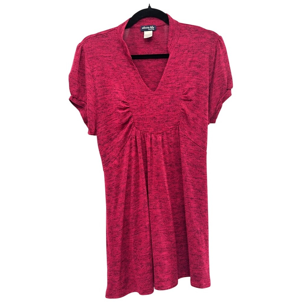 Olivia Blu Maternity XL Heathered Red Empire Waist Back Tie Tunic Top Office‎